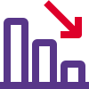 Stock market crisis leads to bar chart down tread icon