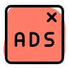 Remove ads with a crossed tick mark icon