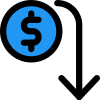 Devaluation of dollar money, depreciation finance downtrend icon