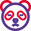 Sad face pictorial representation panda emoji for chat icon
