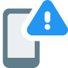 Mobile phone with triangular exclamation mark notification icon