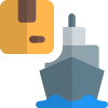 Shipping delivery box on the cargo ship isolated on a white background icon