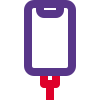 Mobile phone on charging with cable attached icon