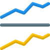 Comparing a line graph isolated on white right now icon