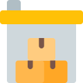 Industrial grade warehouse for material boxes storage icon