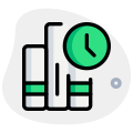 Time duration clock with a series of book isolated on a white background icon