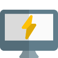 Desktop power indicator of bolt logotype layout icon