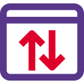 Uplink and downlink stats on a web browser icon