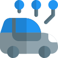 Connected car with multiple network system isolated on a white background icon