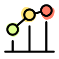 Dotted line chart with x y plot scattered icon