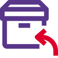 Reply arrow on the delivery box logistic icon