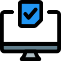 Desktop computer for counting state election result icon