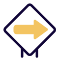 Right arrow for navigation and direction layout icon