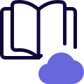 Book Stored on a cloud computing a storage icon