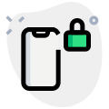 Cell phone lock with padlock symbol logotype icon