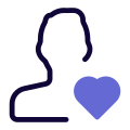 Favorite user profile picture with heart logotype icon