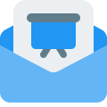 Message forwarded with office presentation guide in an envelope icon