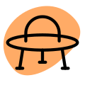 UFO spaceship with three legs support layout icon