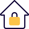 Padlock with home logotype with a concept of home security icon