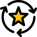 Favorite media transfer with star and loop arrows logotype icon