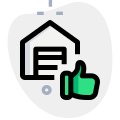 Thumbs up or like gesture in private storage warehouse unit icon