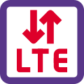 LTE mobile connectivity with up and down arrows for data transfer icon