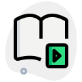 Digital book with a video playback isolated on a white background icon