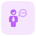 Businessman chatting with customer support executive agent icon