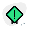 Caution with a exclamation mark on a signboard layout icon