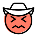 Confounded cowboy face expression with hat emoticons icon