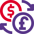 Dollar to euro money exchange service, forex exchange icon