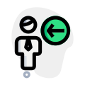 Businessman with a left direction arrow indication icon