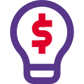 Money idea with a dollar sign on lighting bulb icon