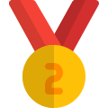 Second place silver medal for achivement in games icon
