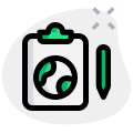 Clipboard and a pencil the earth design logotype icon