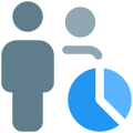 Corporate sales, building up a pie chart data analysis. icon