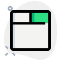 Top split section with bottom content section grid icon