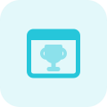 Achievement on web page with winning trophy icon