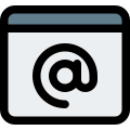 Web mail service with at sign on a browser icon