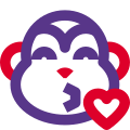 Monkey with big eyes emoji blowing kiss with heart icon