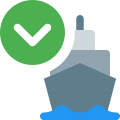 Cargo ship item unloading down arrow direction icon