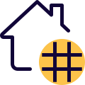 Internet connected Smart home isolated on a white background icon