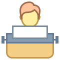 Benutzer schreibt mit Schreibmaschine icon