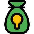 New creation of wealth ideas with sack bag and bulb icon