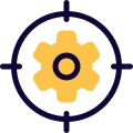 Setting button on target isolated on a white background icon