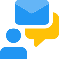 Online business deal chatting over mail coversation icon