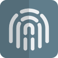 Fingerprint scanning feature on digital screen software icon