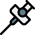 Cannula tube needle insertion isolated on a white background icon