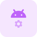 Internal Android operating system settings with cogwheel logotype icon