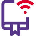 Downloading a book over to wireless Internet connectivity icon